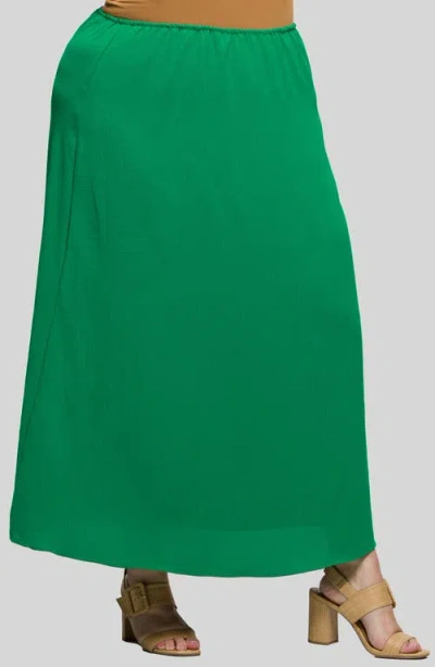 24seven Comfort Apparel Plus Size Elastic Waist A-line Maxi Skirt In Green