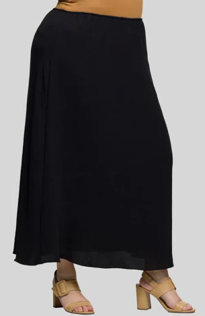 24seven Comfort Apparel Pull-on Maxi Skirt In Black