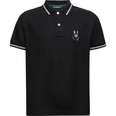 Psycho Bunny Kids' Baxter Tipped Pima Cotton Piqué Polo In Black