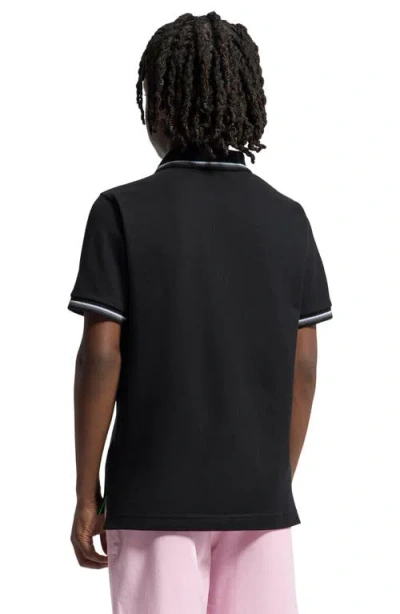 Psycho Bunny Kids' Baxter Tipped Pima Cotton Piqué Polo In Black