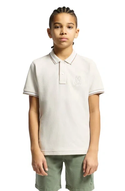 Psycho Bunny Kids' Baxter Tipped Pima Cotton Piqué Polo In Neutral