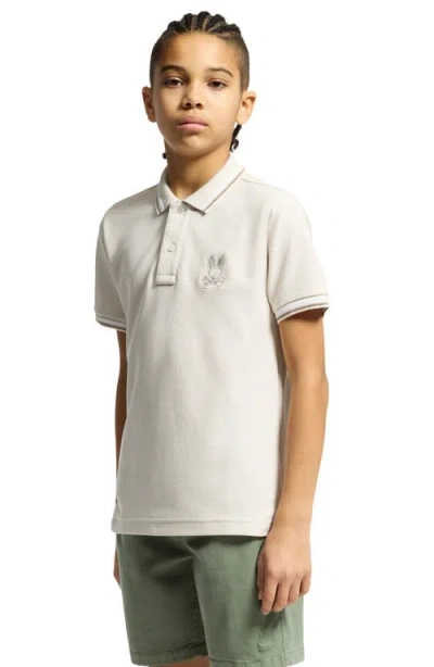 Psycho Bunny Kids' Baxter Tipped Pima Cotton Piqué Polo In Neutral