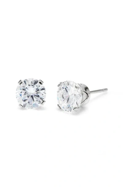 Brook & York Sterling Silver Round Cubic Zirconia Stud Earrings