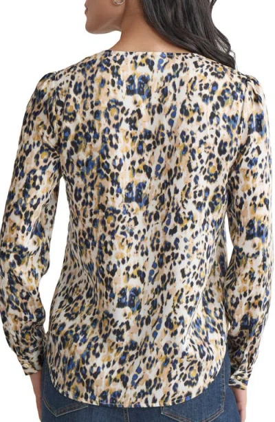 Jones New York Abstract Print Long Sleeve Top In Multi