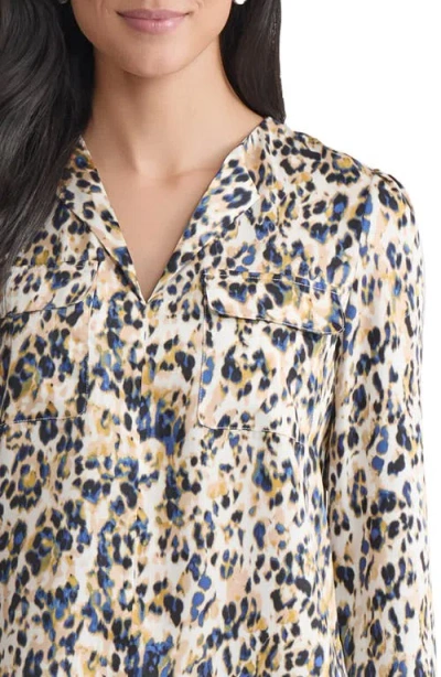 Jones New York Abstract Print Long Sleeve Top In Multi