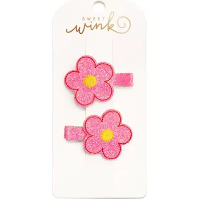 Sweet Wink Pink Daisy Clip Set