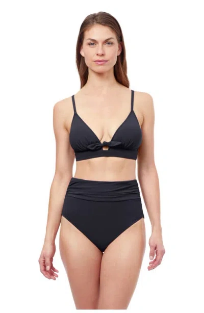 Profile By Gottex Dandy Bow Tie Bikini Swim Top In Black