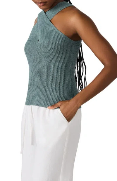 Steve Madden Ellery Crossover Neck Sleeveless Sweater In Green