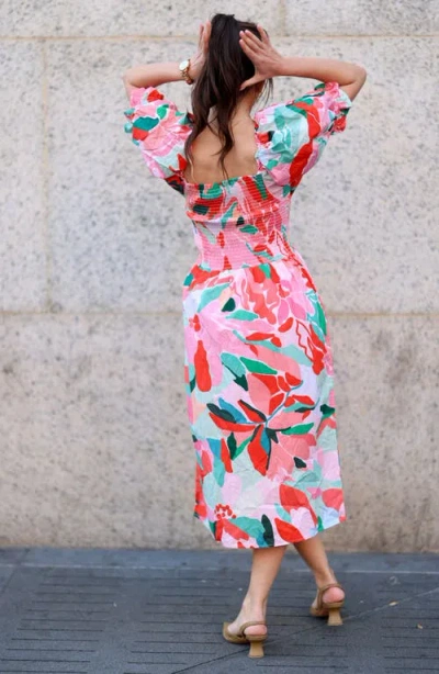 Jessie Zhao New York Grace Floral Cotton Sleeveless Midi Dress In Multi