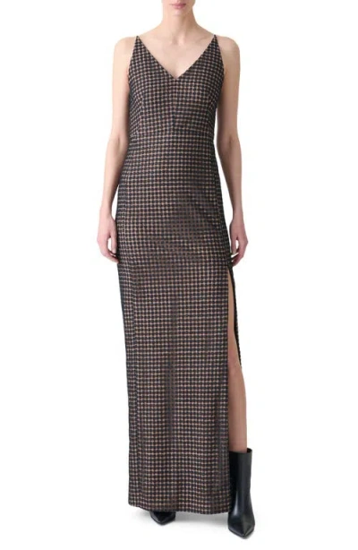Akris Flower Grid Embroidered Tulle Column Gown In Multi