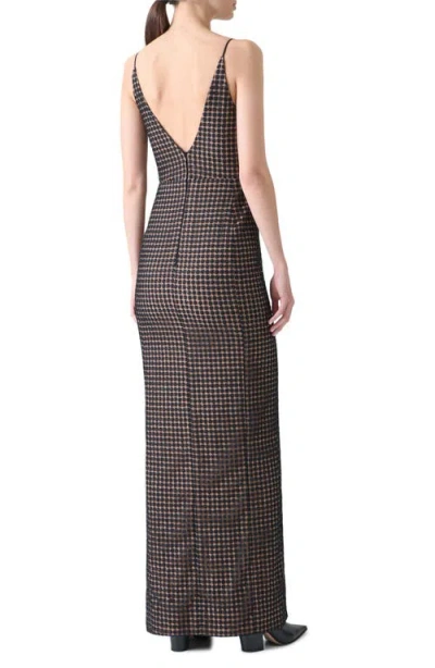 Akris Flower Grid Embroidered Tulle Column Gown In Multi