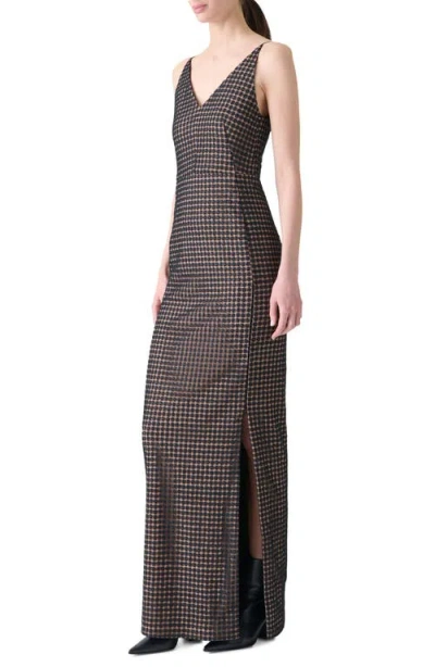 Akris Flower Grid Embroidered Tulle Column Gown In Multi