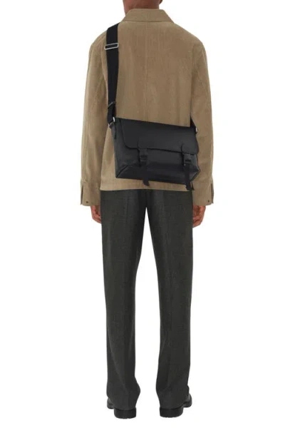 Burberry Large Embossed Check Buckled Messenger Bag