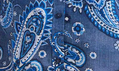 Foxcroft Hampton Paisley Print Cotton Poplin Button-up Shirt In Blue