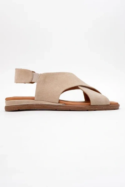 Forever & Always Shoes Broods Elastic Leather Slip On Sandals In Neutral