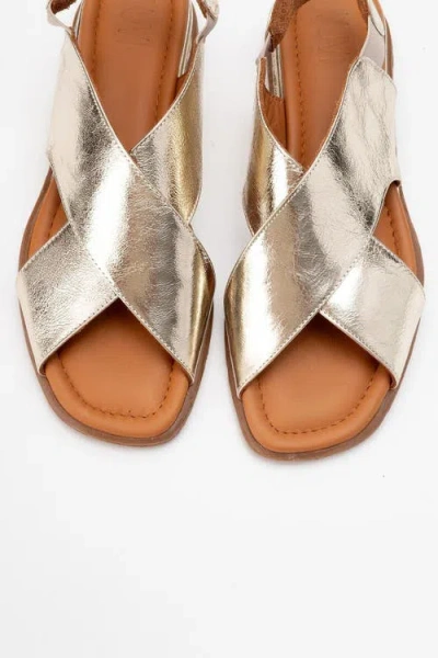 Forever & Always Shoes Broods Elastic Leather Slip On Sandals In Metallic