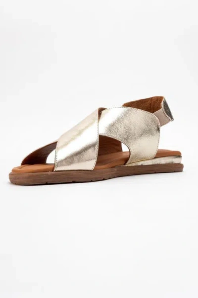 Forever & Always Shoes Broods Elastic Leather Slip On Sandals In Metallic