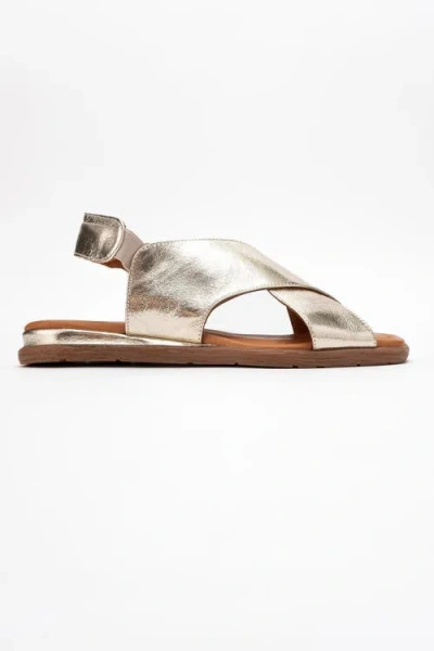 Forever & Always Shoes Broods Elastic Leather Slip On Sandals In Metallic