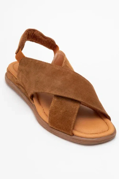 Forever & Always Shoes Broods Elastic Leather Slip On Sandals In Brown