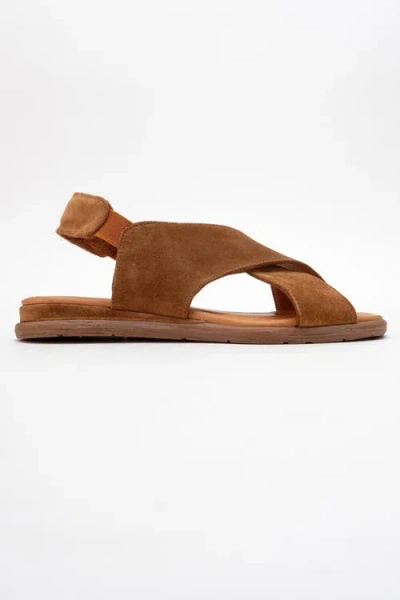Forever & Always Shoes Broods Elastic Leather Slip On Sandals In Brown