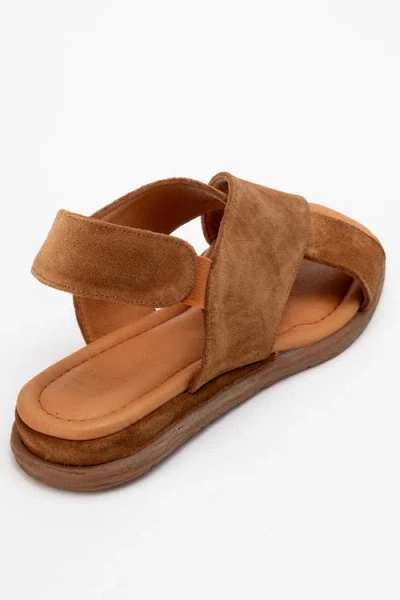 Forever & Always Shoes Broods Elastic Leather Slip On Sandals In Brown