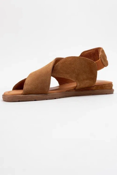 Forever & Always Shoes Broods Elastic Leather Slip On Sandals In Brown