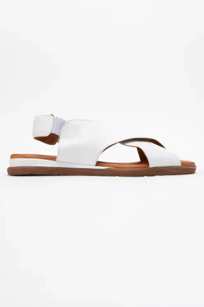 Forever & Always Shoes Broods Elastic Leather Slip On Sandals In White