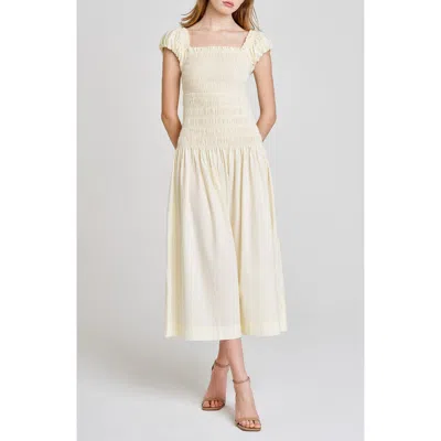 Wayf Cassidy Smock Bodice Midi Sundress In Neutral