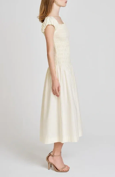 Wayf Cassidy Smock Bodice Midi Sundress In Neutral