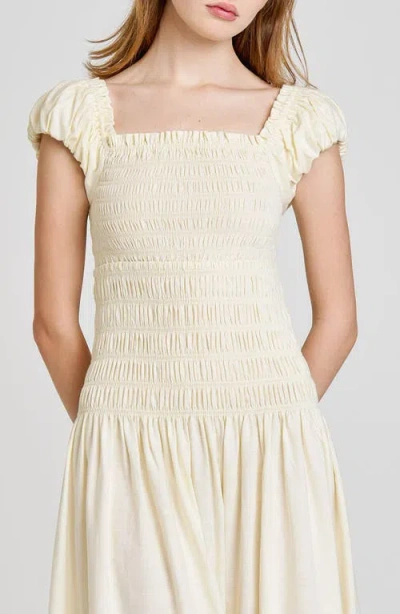 Wayf Cassidy Smock Bodice Midi Sundress In Neutral