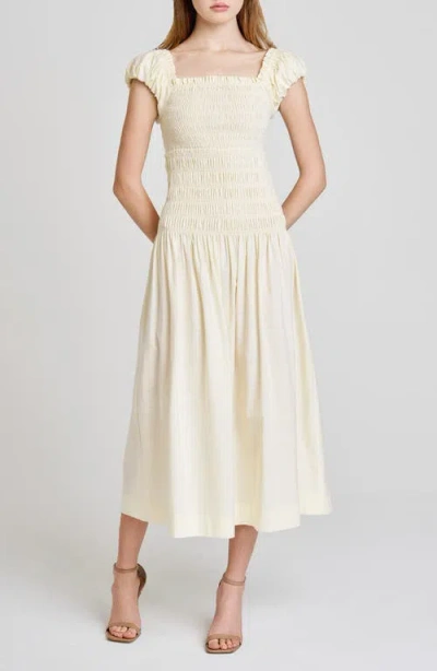 Wayf Cassidy Smock Bodice Midi Sundress In Neutral
