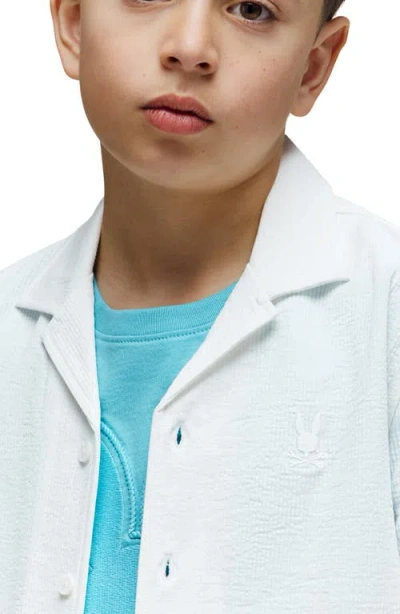 Psycho Bunny Kids' Jayme Rib Knit Camp Shirt In White