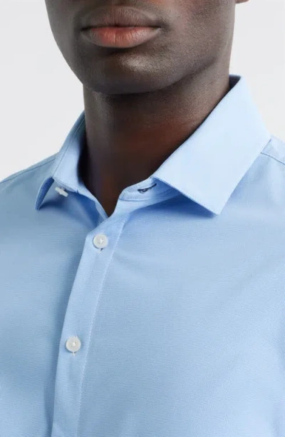 Mizzen + Main Mizzen+main Leeward Trim Fit Light Blue Performance Button-up Shirt In Blue