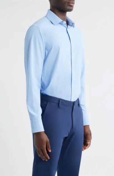 Mizzen + Main Mizzen+main Leeward Trim Fit Light Blue Performance Button-up Shirt In Blue