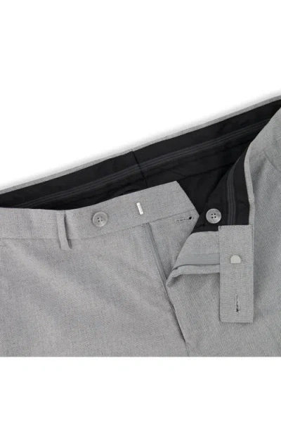 Victor Emmanuel Vince Flat Front Small Check Stretch Dress Pants In Gray