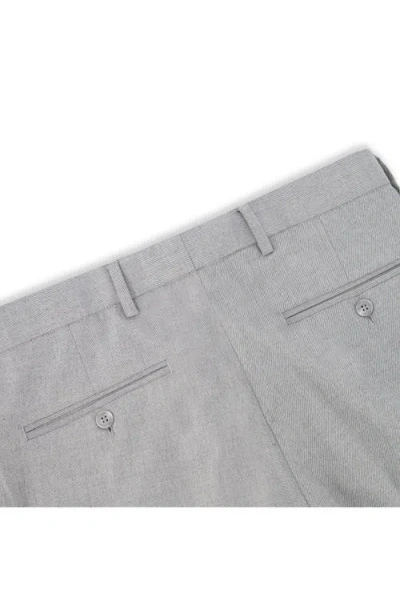 Victor Emmanuel Vince Flat Front Small Check Stretch Dress Pants In Gray