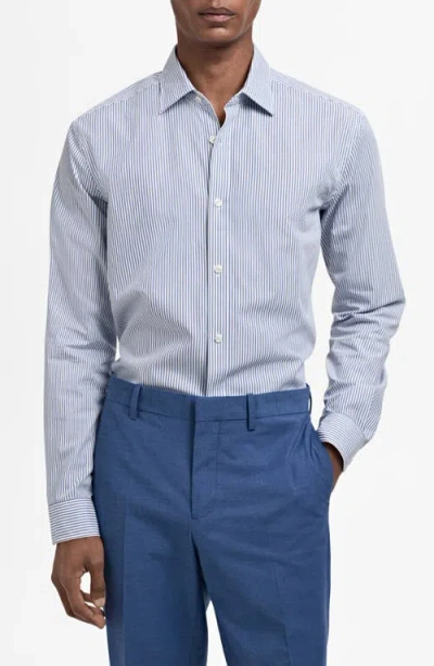 Mango Stripe Slim Fit Button-up Shirt In Blue