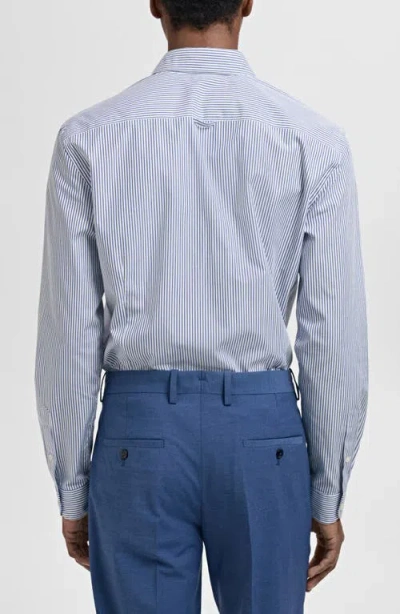 Mango Stripe Slim Fit Button-up Shirt In Blue