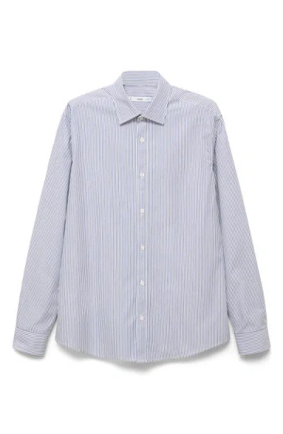 Mango Stripe Slim Fit Button-up Shirt In Blue