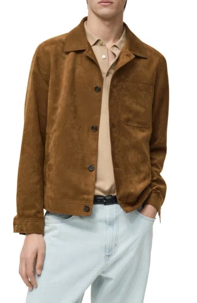 Mango Men's Suede Effect Overshirt In Brown