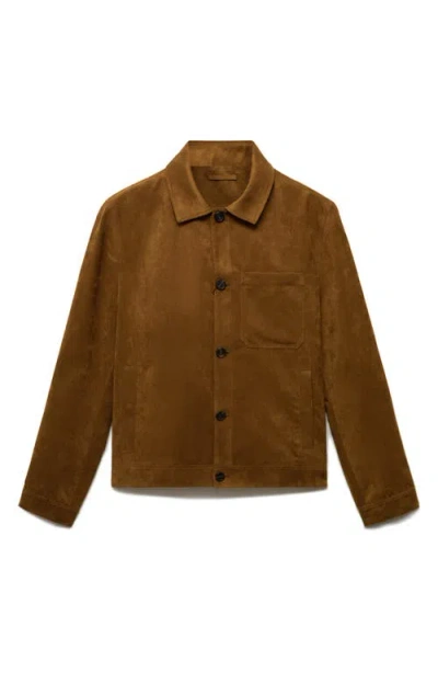 Mango Men's Suede Effect Overshirt In Brown