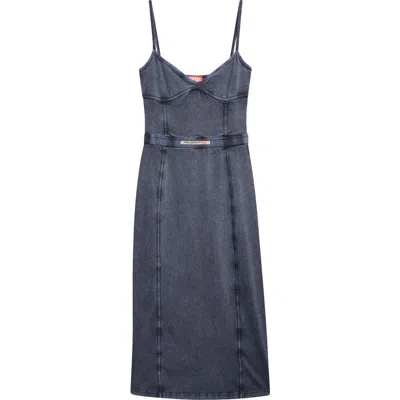 Diesel Knee Length Dress Belt Detail In Blue