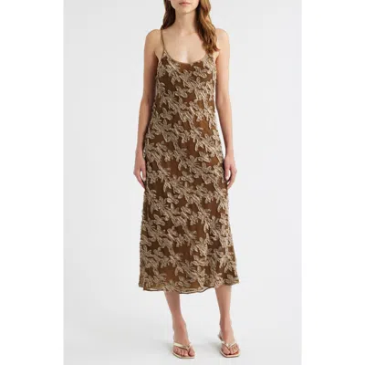 Rag & Bone Alessia Texture Sleeveless Midi Dress In Brown