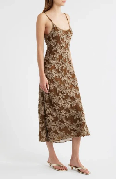 Rag & Bone Alessia Texture Sleeveless Midi Dress In Brown