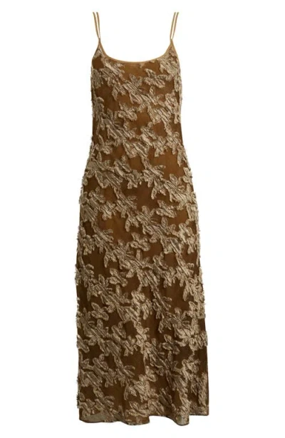 Rag & Bone Alessia Texture Sleeveless Midi Dress In Brown