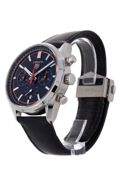 Watchfinder & Co. Tag Heuer  2025 Carrera Automatic Chronograph Leather Strap Watch, 42mm