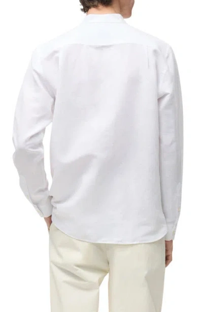 Mango Band Collar Linen Blend Button-up Shirt