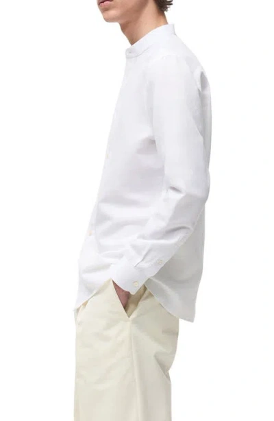 Mango Band Collar Linen Blend Button-up Shirt