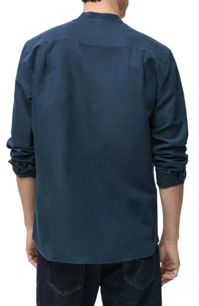 Mango Band Collar Linen Blend Button-up Shirt