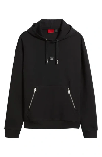Hugo Boss Hugo Dargen Knit Pullover Hoodie In Black